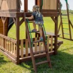 Backyard Discovery Skyfort II gray-slide playset flat-step ladder