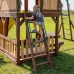 Backyard Discovery Skyfort II yellow variant flat-step ladder