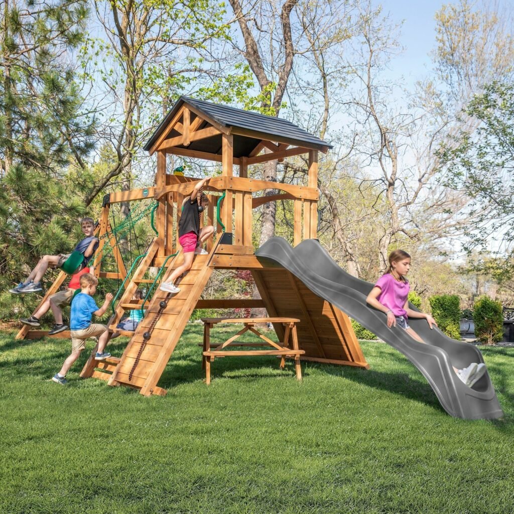 Backyard Discovery Endeavor II wooden backyard playset and swing set