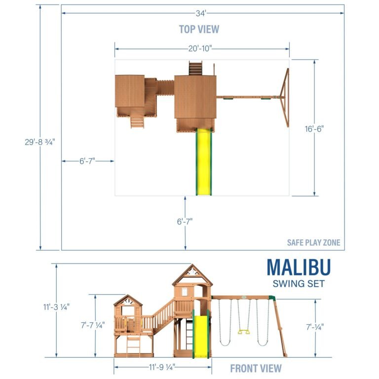 Backyard Discovery Malibu playset dimensions diagram