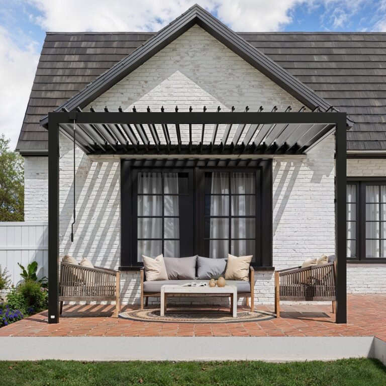 Evanston 12 ft. x 10 ft. Wall-Mounted Louvered Pergola alternate product view