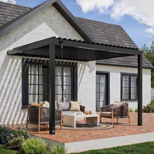 Backyard Discovery Evanston 12 x 10 wall-mounted louvered pergola