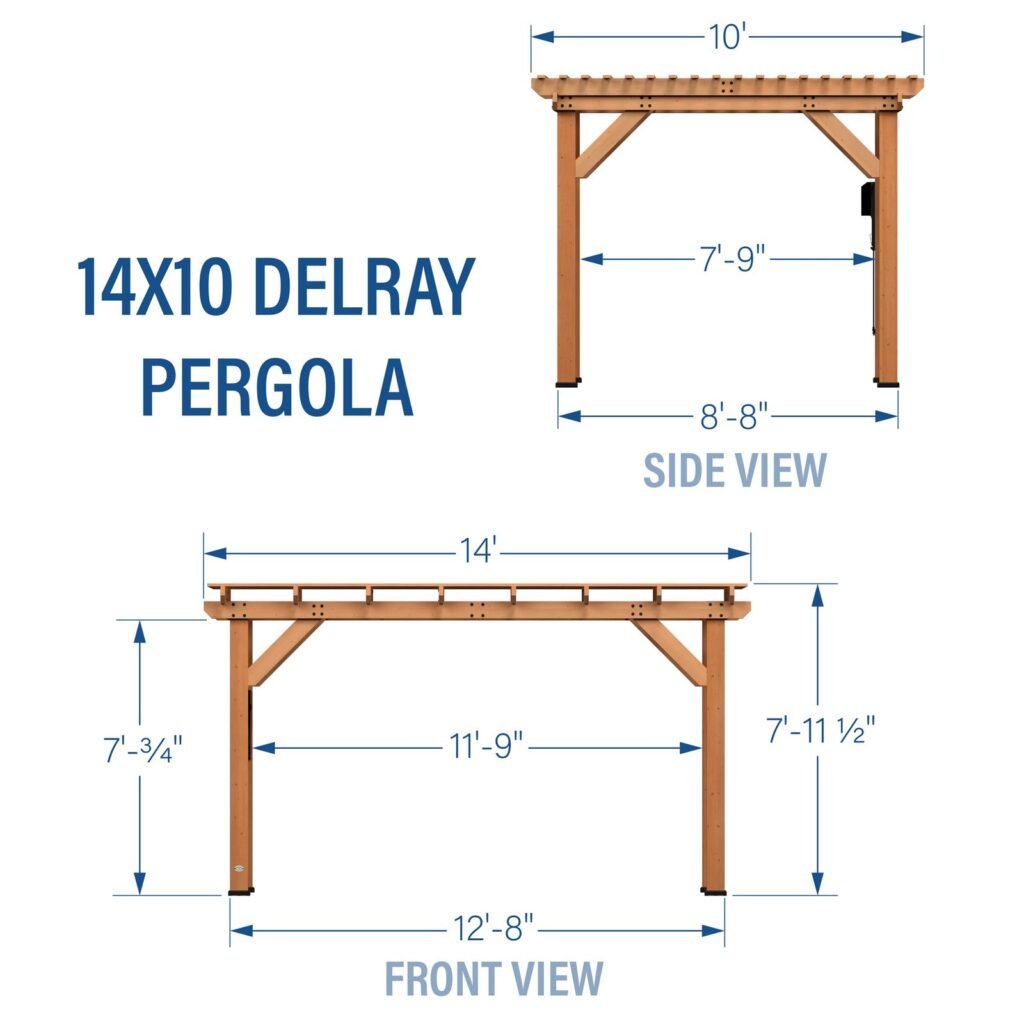 Backyard Discovery Delray 14 x 10 pergola dimensions diagram