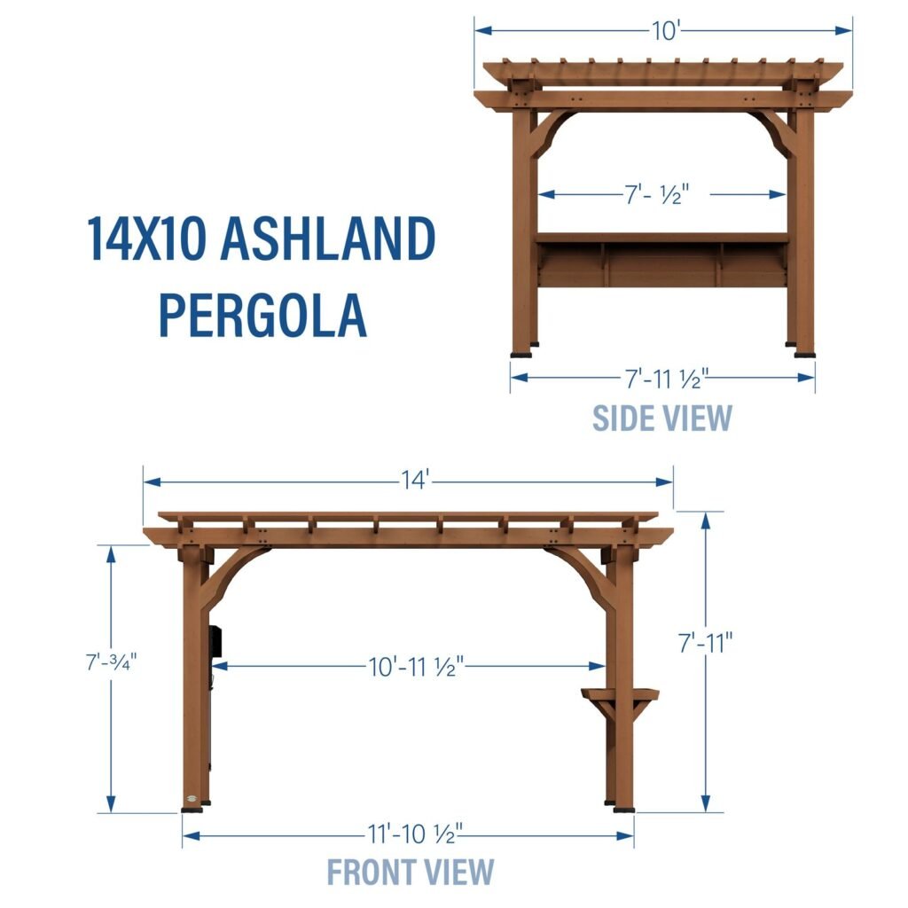 Backyard Discovery Ashland 14 x 10 pergola dimensions diagram