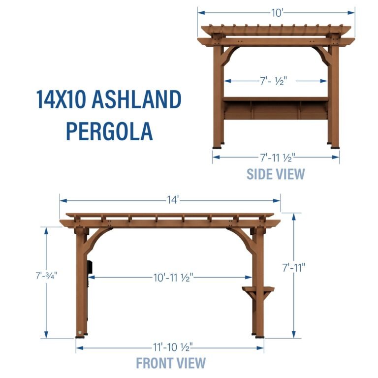Backyard Discovery Ashland 14 x 10 pergola dimensions diagram