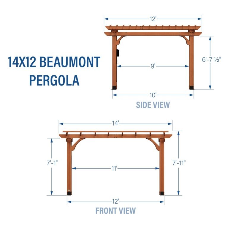 Backyard Discovery Beaumont 14 x 12 pergola dimensions diagram