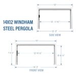 Backyard Discovery Windham 14 x 12 steel pergola dimensions diagram
