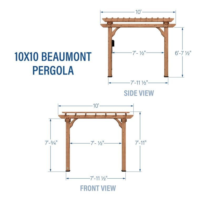 Backyard Discovery Beaumont 10 x 10 pergola dimensions diagram