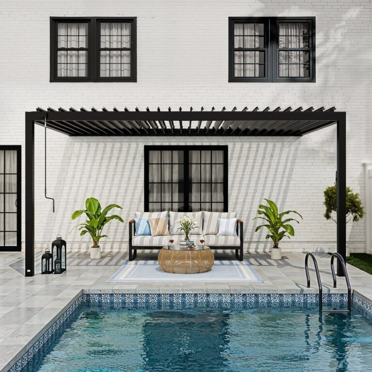 Evanston 16 ft. x 10 ft. Wall-Mounted Louvered Pergola alternate product view