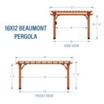 Backyard Discovery Beaumont 16 x 12 pergola dimensions diagram