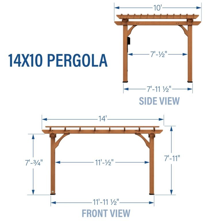 Backyard Discovery Beaumont 14 x 10 pergola dimensions diagram