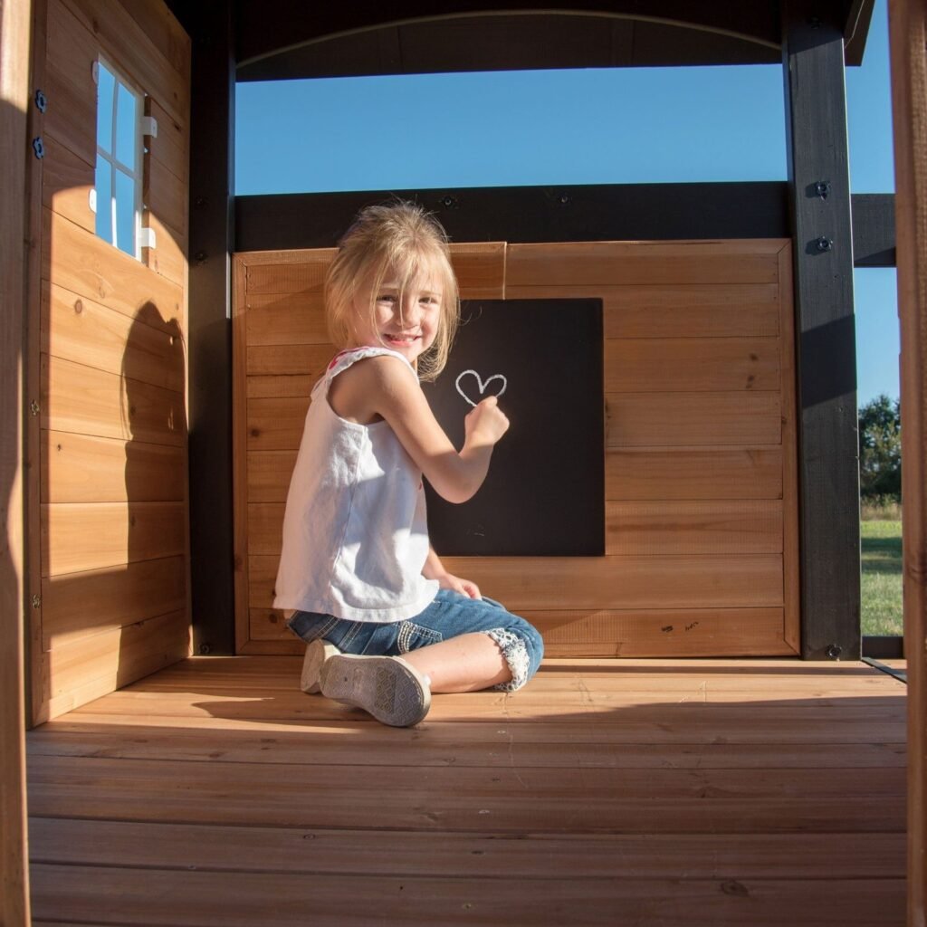 Backyard Discovery Canyon Creek gray playset lifestyle view