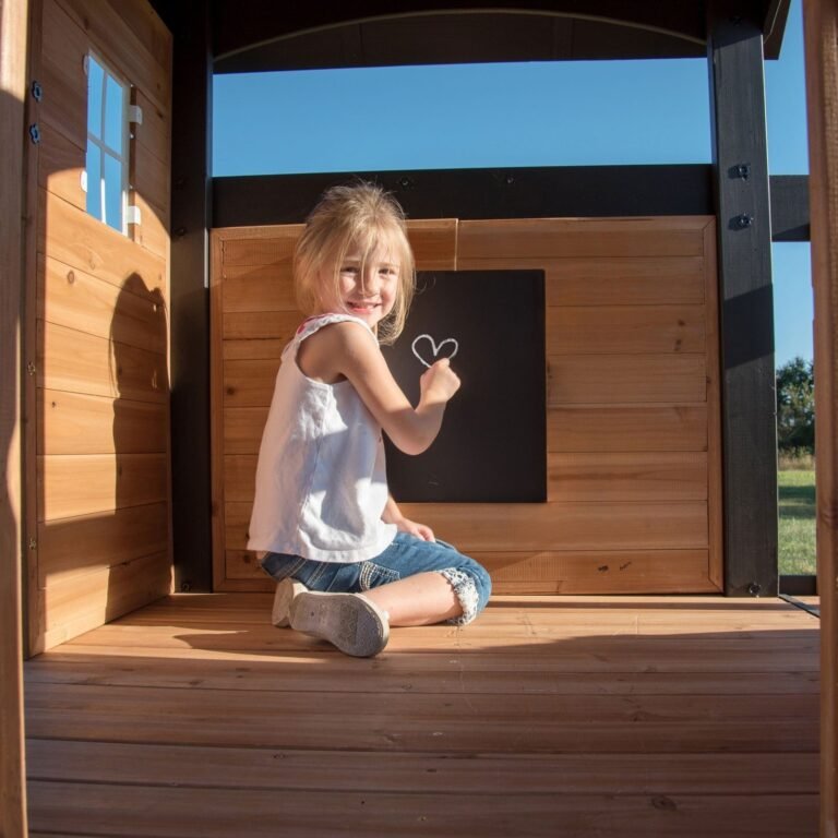 Backyard Discovery Canyon Creek gray playset lifestyle view