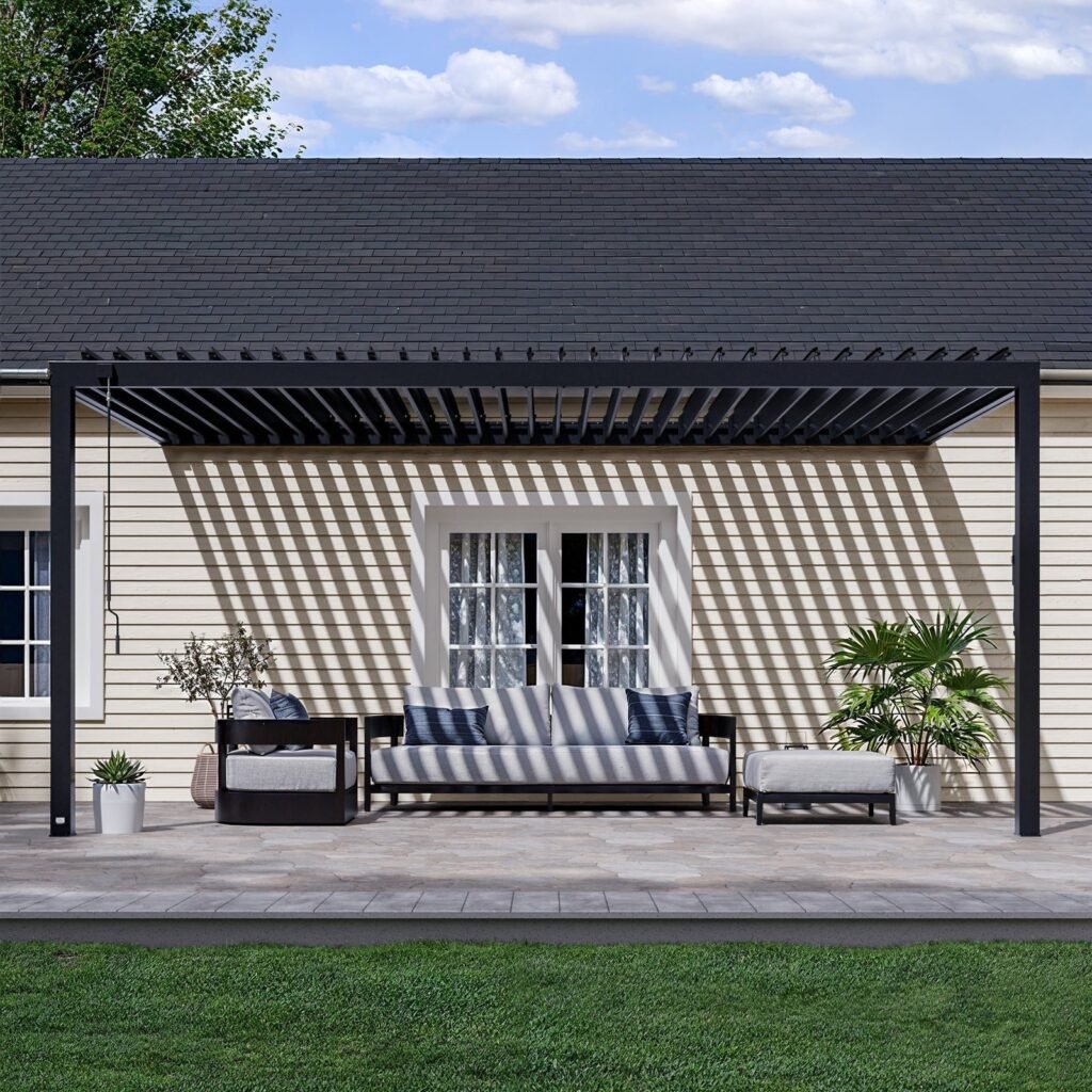 Evanston 18 ft. x 10 ft. Wall-Mounted Louvered Pergola alternate product view