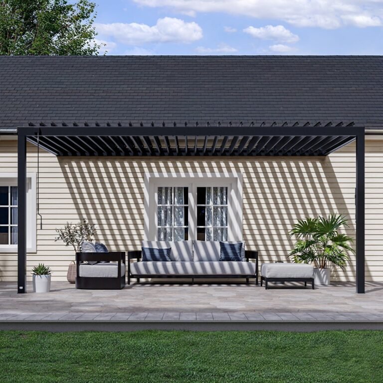 Evanston 18 ft. x 10 ft. Wall-Mounted Louvered Pergola alternate product view