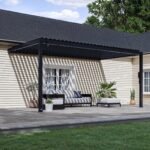Backyard Discovery Evanston 18 x 10 wall-mounted louvered pergola
