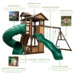 Tacoma Falls Wooden Backyard Playset & Swing Set shown in an outdoor setting