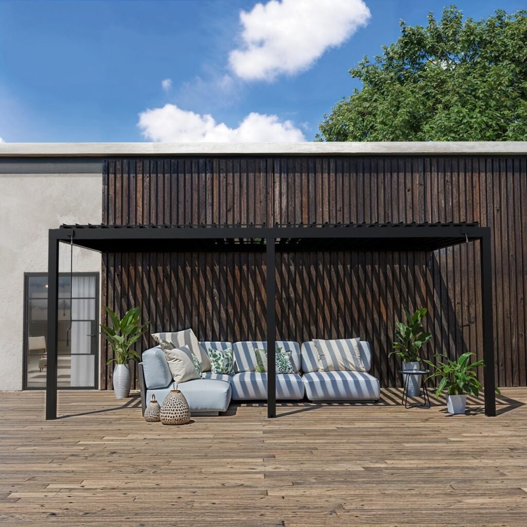 Evanston 20 ft. x 10 ft. Wall-Mounted Louvered Pergola alternate product view