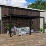 Backyard Discovery Evanston 20 x 10 wall-mounted louvered pergola