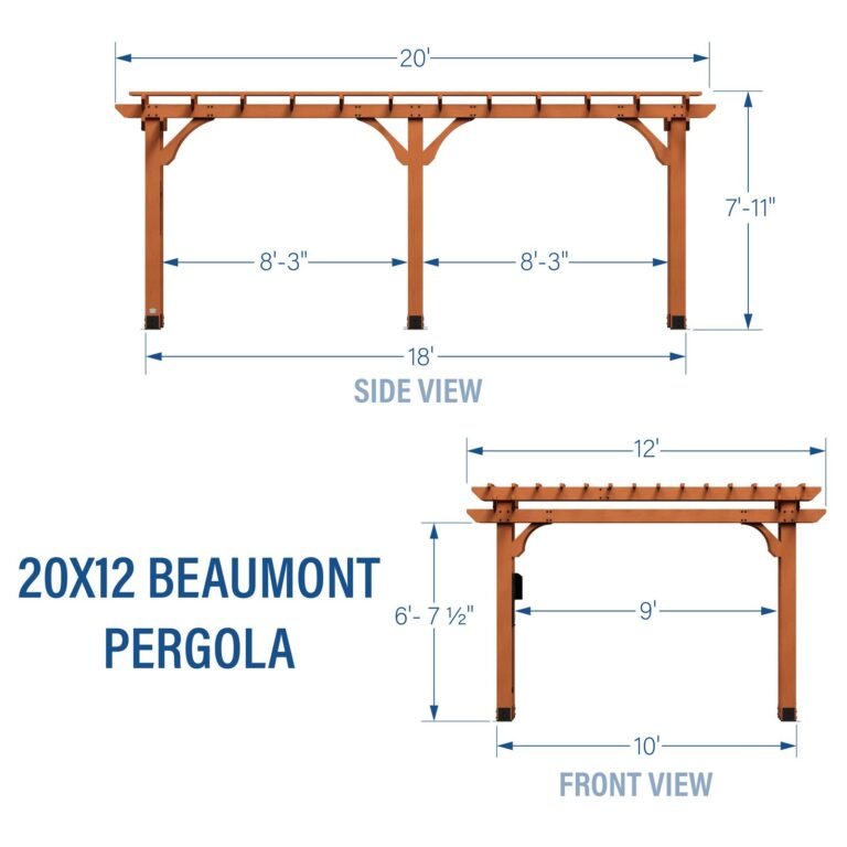 Backyard Discovery Beaumont 20 x 12 pergola dimensions diagram