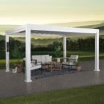 Backyard Discovery Windham 14 x 12 modern steel pergola with sail-shade canopy