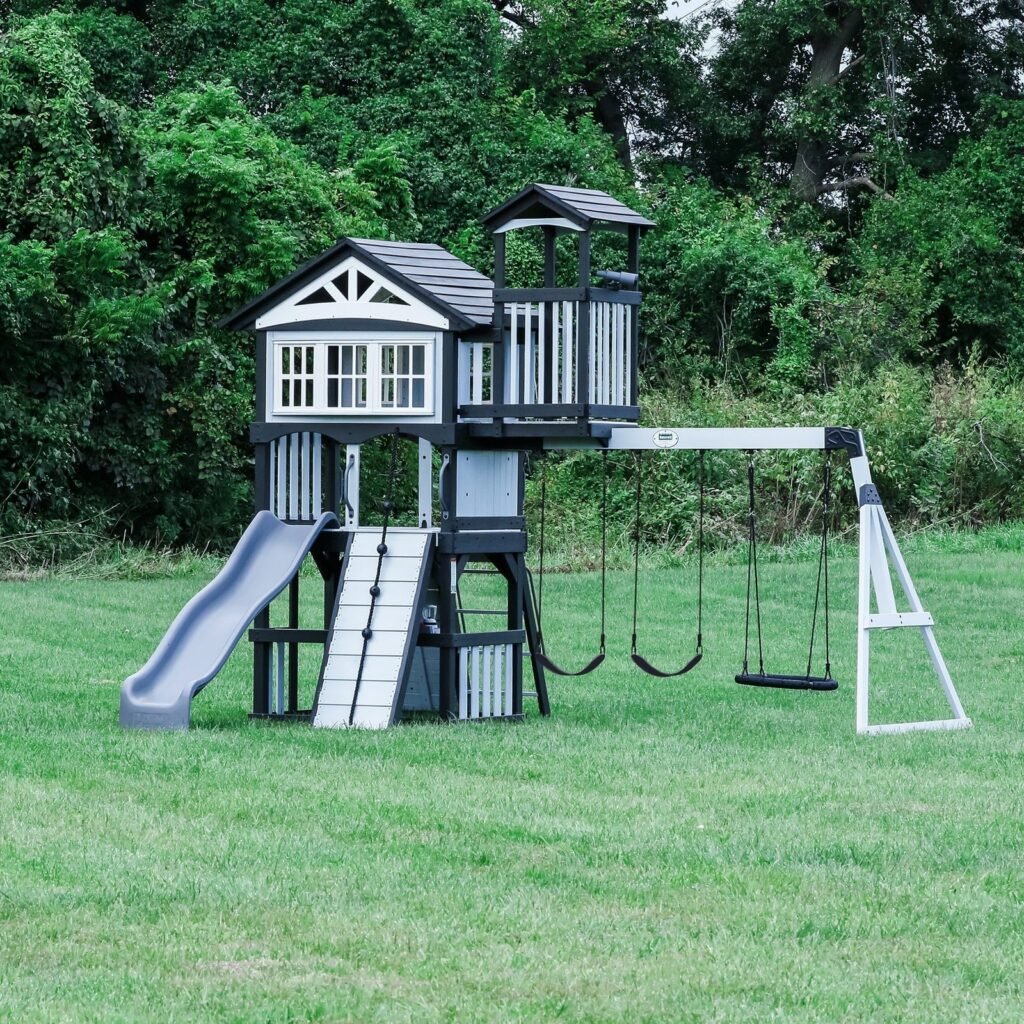Backyard Discovery Whispering Point wooden backyard playset and swing set