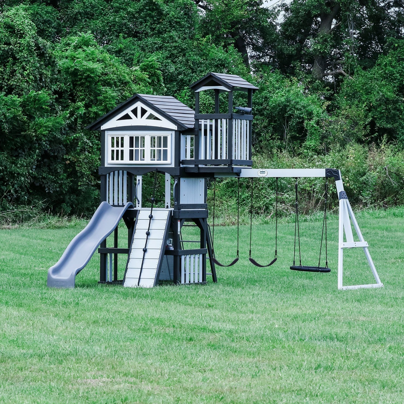 2300262-WHISPERING-HERO.jpg Backyard Discovery Whispering Point wooden backyard playset and swing set