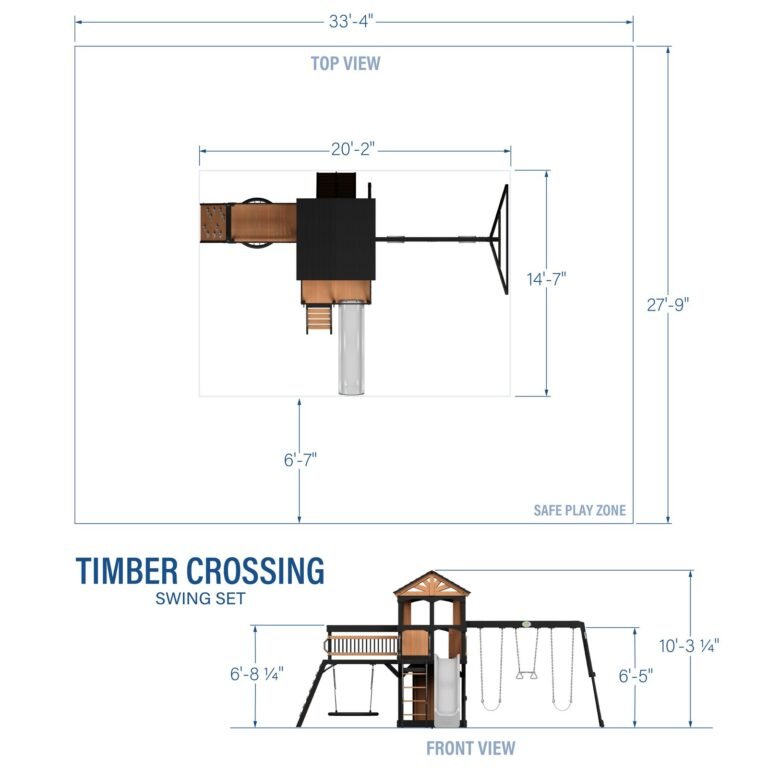 Backyard Discovery Timber Crossing playset dimensions diagram