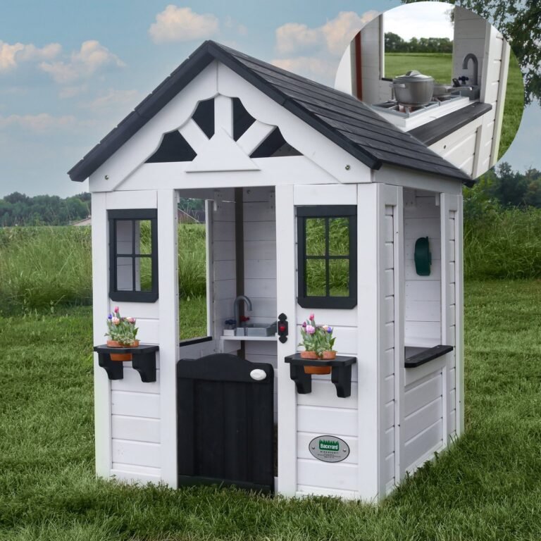 Backyard Discovery Sweetwater White wooden kids backyard playhouse