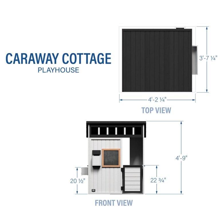 Backyard Discovery Caraway Cottage White playhouse dimensions diagram