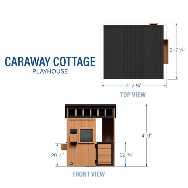 Backyard Discovery Caraway Cottage Light Brown playhouse dimensions diagram