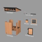 Backyard Discovery Caraway Cottage Light Brown cedar playhouse exploded assembly view