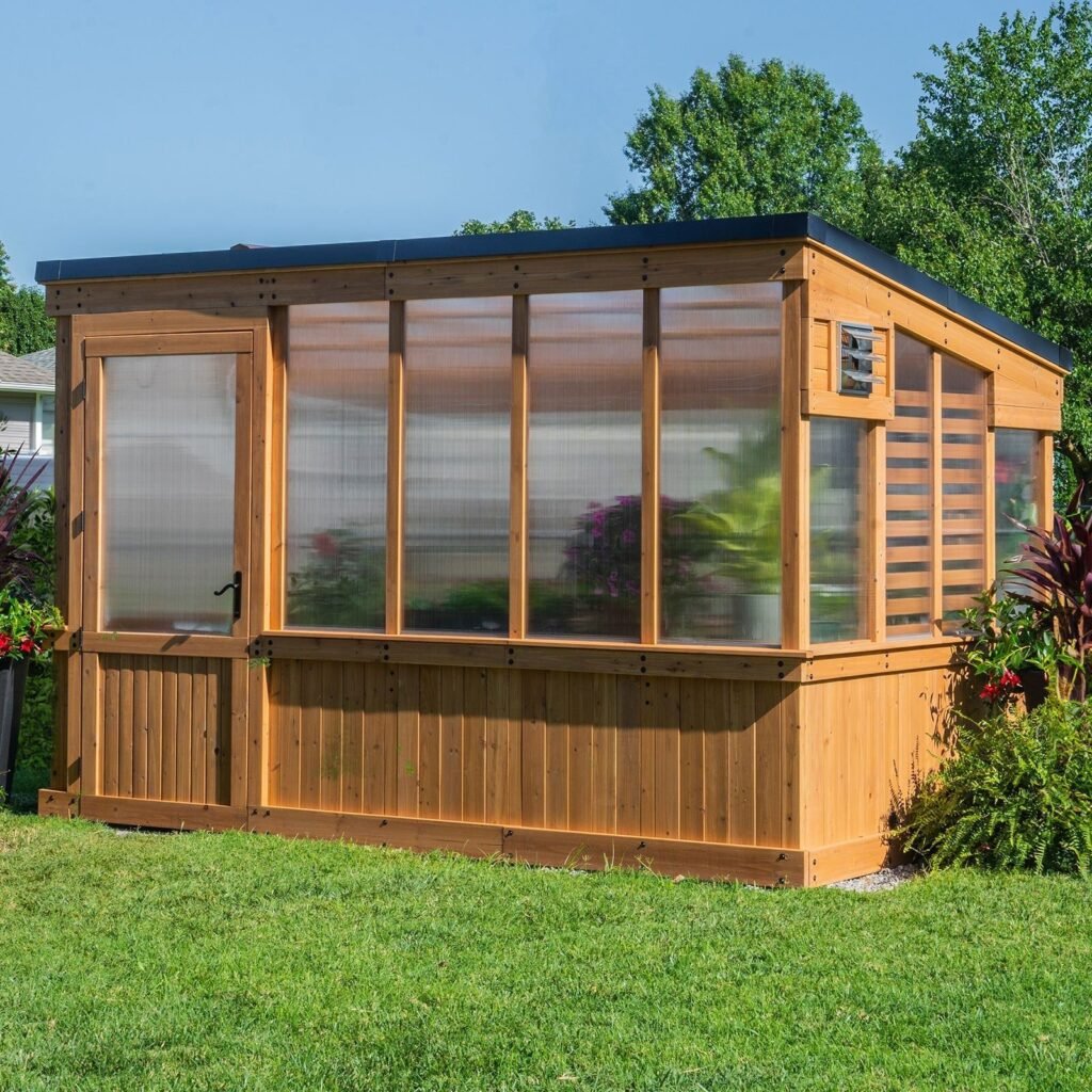 Backyard Discovery Zalie 12 x 7 wood backyard greenhouse