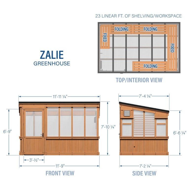 Backyard Discovery Zalie 12 x 7 greenhouse dimensions diagram