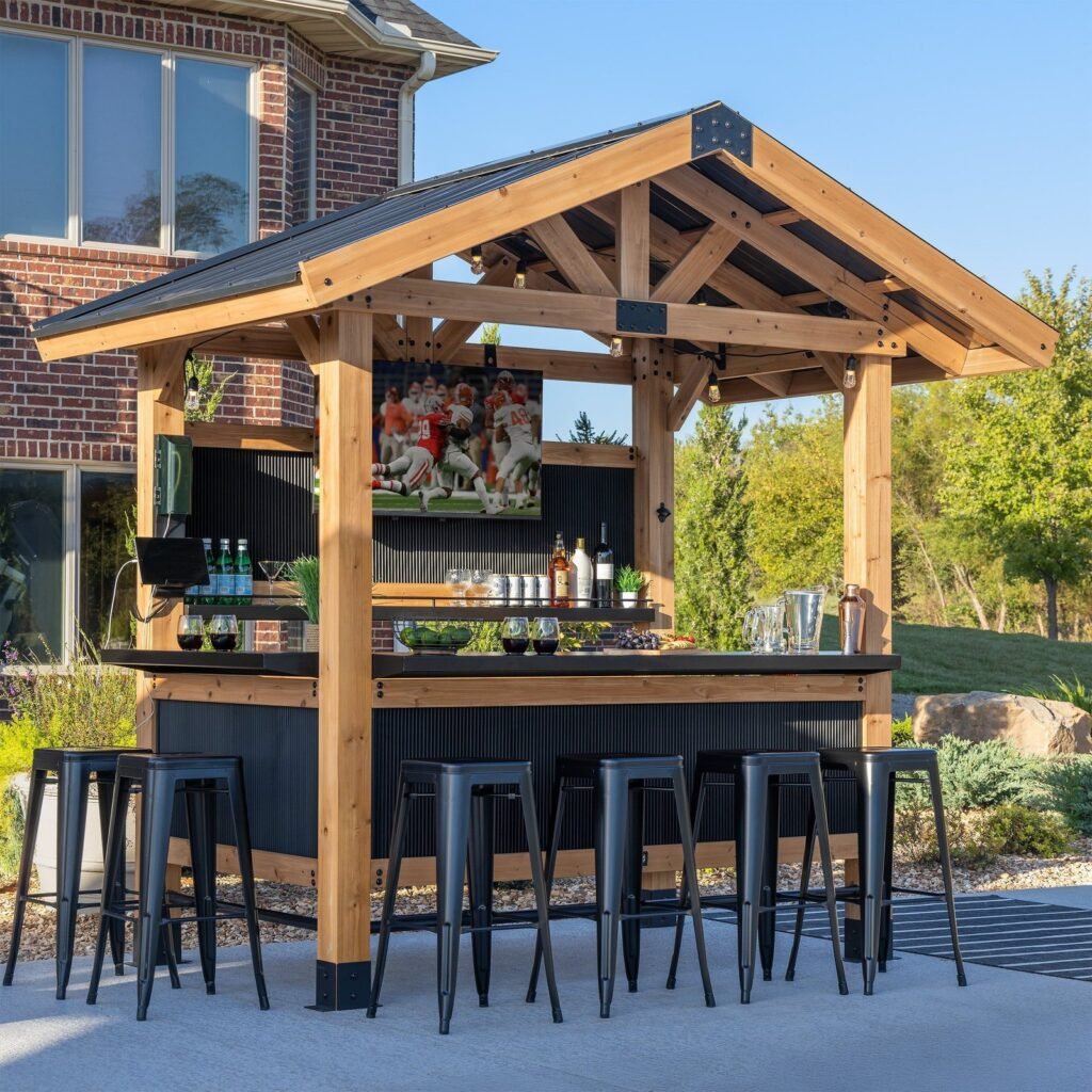 Backyard Discovery Palisade wood patio bar and serving station hero view