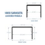 Backyard Discovery Sarasota 14 x 10 louvered pergola dimensions diagram