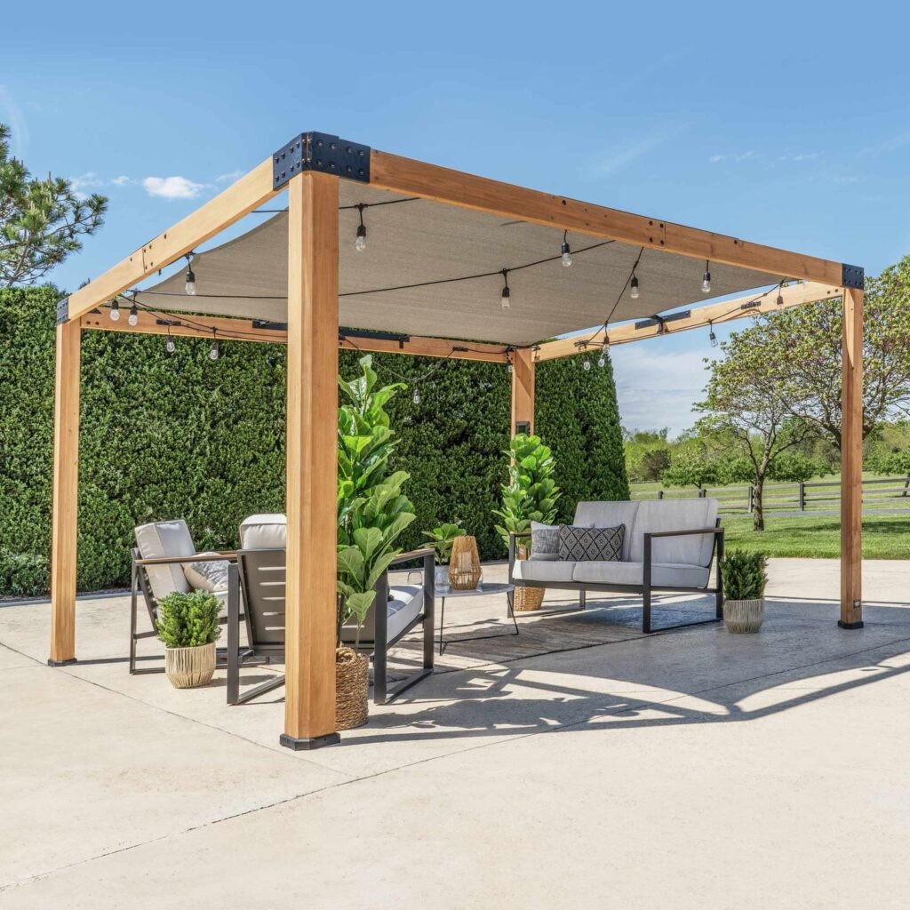 Brendan 12 ft. x 10 ft. Pergola with Sail-Shade Canopy alternate product view