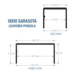 Backyard Discovery Sarasota 16 x 10 louvered pergola dimensions diagram