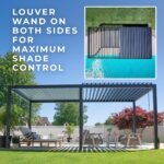 Sarasota 20 ft. x 10 ft. Steel Louvered Patio Pergola shown in an outdoor setting