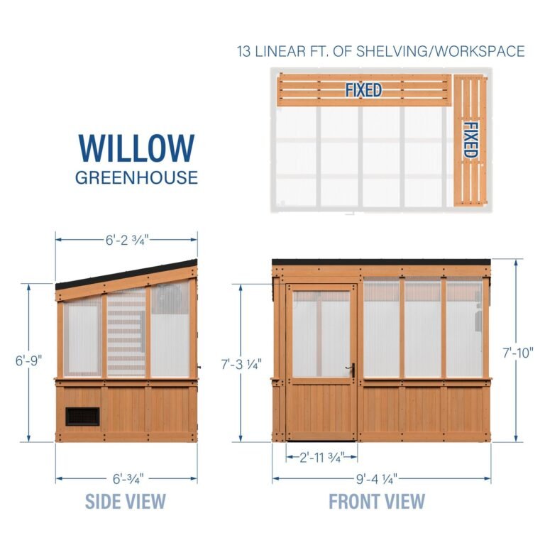 Backyard Discovery Willow 9 x 6 greenhouse dimensions diagram