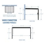 Backyard Discovery Evanston 14 x 10 louvered pergola dimensions diagram