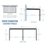 Backyard Discovery Evanston 20 x 10 louvered pergola dimensions diagram