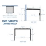 Backyard Discovery Evanston 12 x 10 louvered pergola dimensions diagram