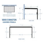Backyard Discovery Evanston 18 x 10 louvered pergola dimensions diagram