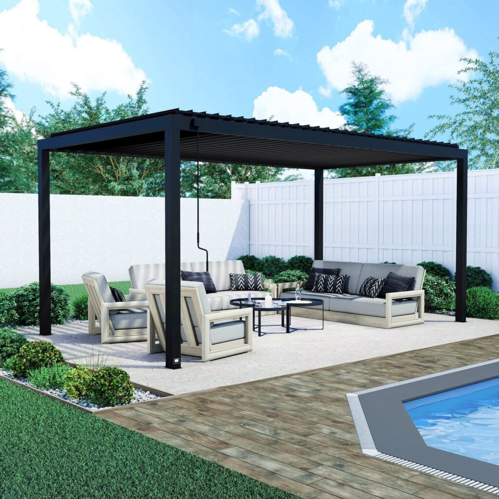Backyard Discovery Sarasota 18 x 10 freestanding louvered pergola