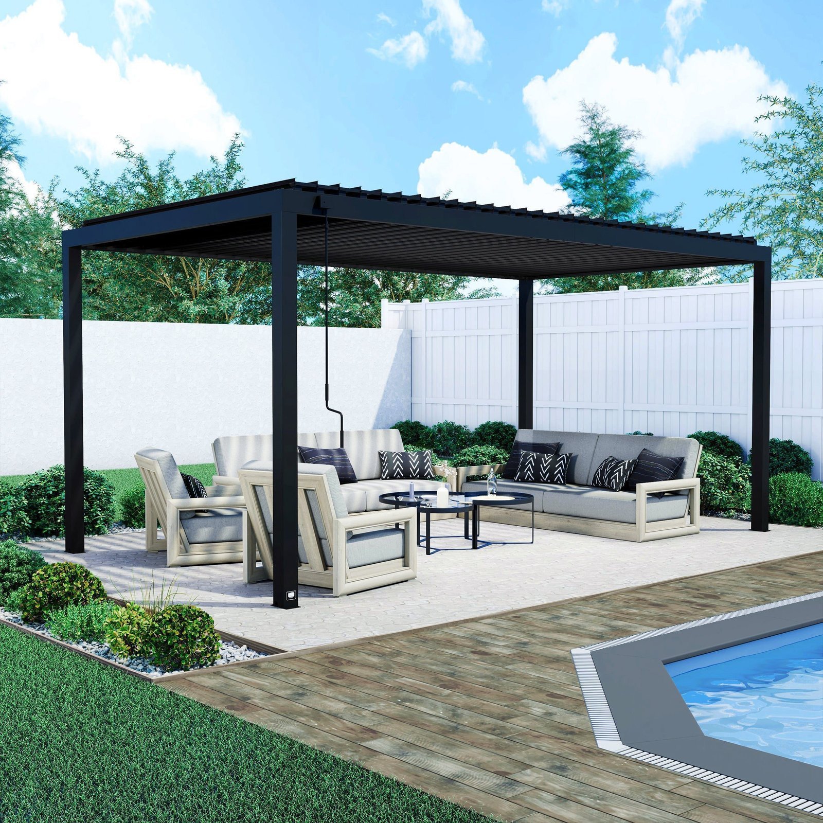 2407145B-18x10-Sarasota-Hero.jpg Backyard Discovery Sarasota 18 x 10 freestanding louvered pergola