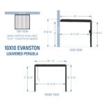 Backyard Discovery Evanston 10 x 10 louvered pergola dimensions diagram