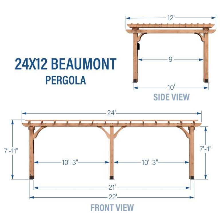 Backyard Discovery Beaumont 24 x 12 pergola dimensions diagram