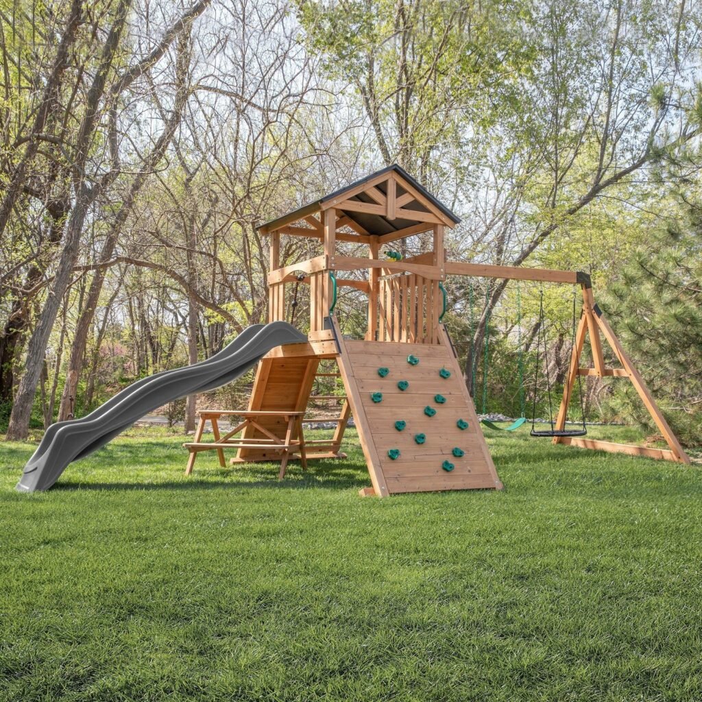 Backyard Discovery Endeavor II gray playset rear view