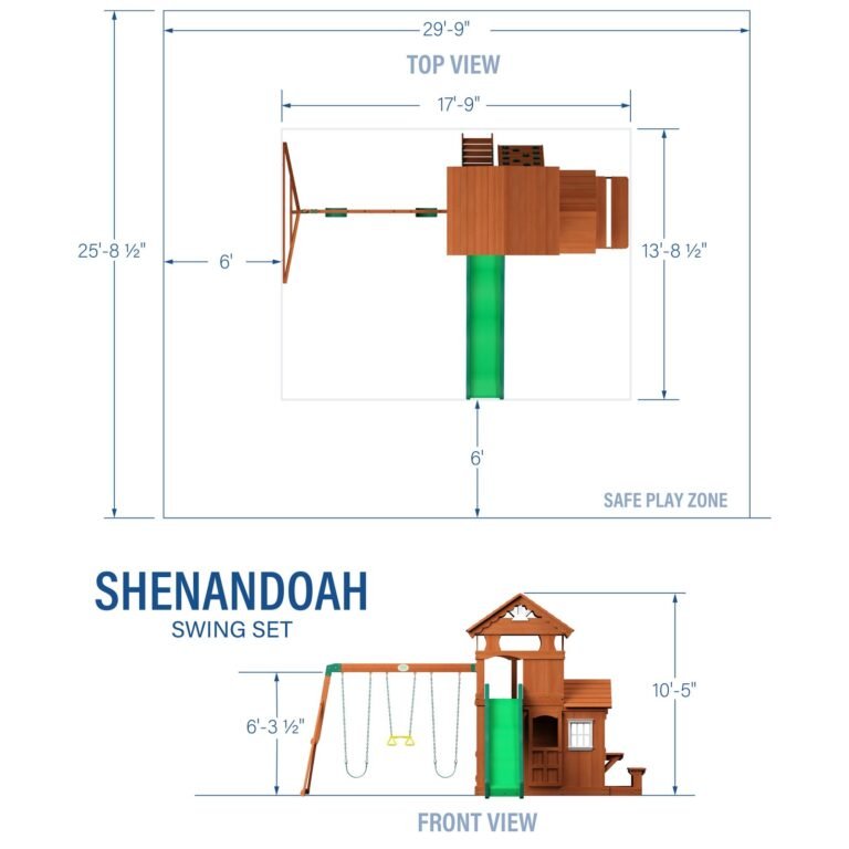Backyard Discovery Shenandoah playset dimensions diagram